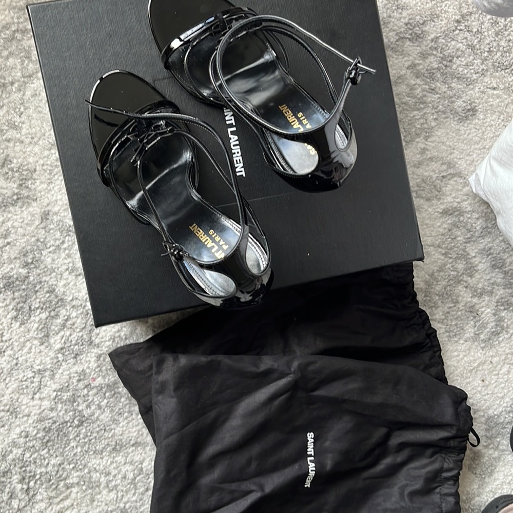 Saint Laurent Black Strappy Heels - Picture 6 of 9